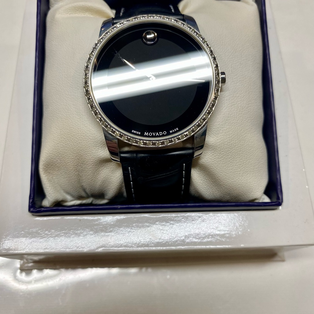 Mens Movado 1 Ct Diamond Bezel Museum 40mm Watch